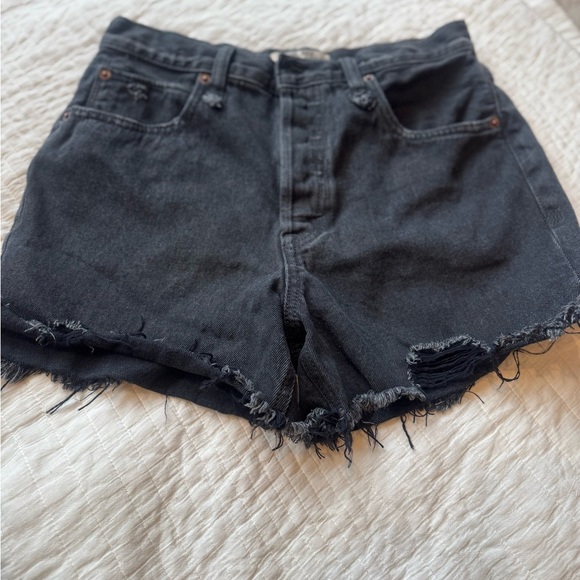 We The Free Black Jean Shorts Distressed Raw-Cut Hem - Picture 3 of 6
